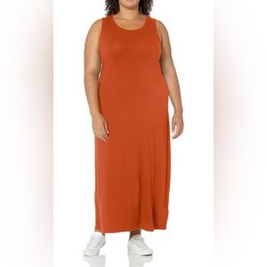 NWT Women’s Sleeveless Orange Pumpkin Spice Maxi Tank Dress Size XL